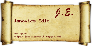 Janovics Edit névjegykártya